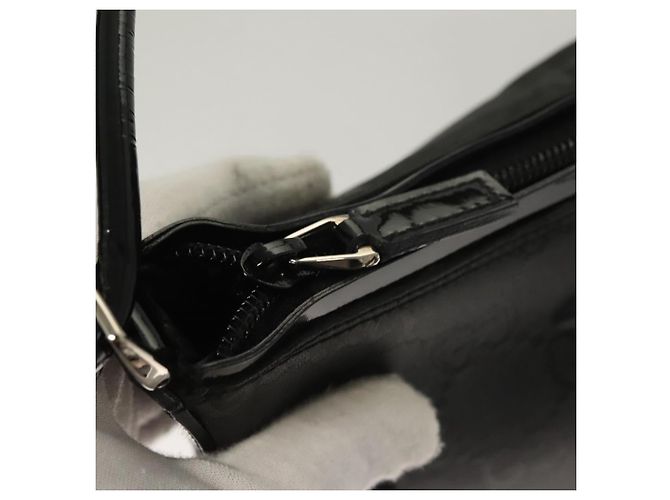 Borsa a Spalla in Tela GG Gucci Outlet Nera Argento 77112 3444 Auth ep9749 Nero - vista 15