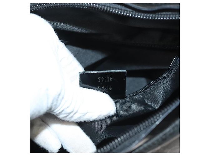 Borsa a Spalla in Tela GG Gucci Outlet Nera Argento 77112 3444 Auth ep9749 Nero - vista 22