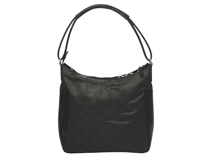 Borsa a Spalla in Tela GG Gucci Outlet Nera Argento 77112 3444 Auth ep9749 Nero - vista 3