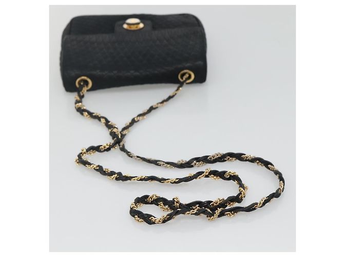 BALLY Borsa a Spalla con Catena Pelle Nera Oro Auth bs27966 Nero D'oro - vista 7