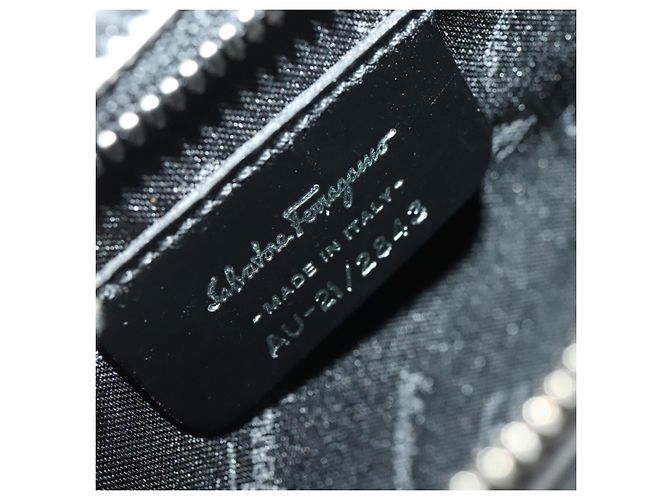 Borsa a mano Salvatore Ferragamo in nylon nero e argento Auth bs27184 - vista 12