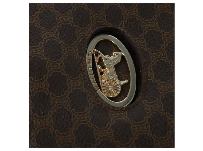 Céline Borsa a Spalla in Tela Macadam CELINE in Pelle PVC Marrone Oro Auth ep9642 D'oro - vista 18