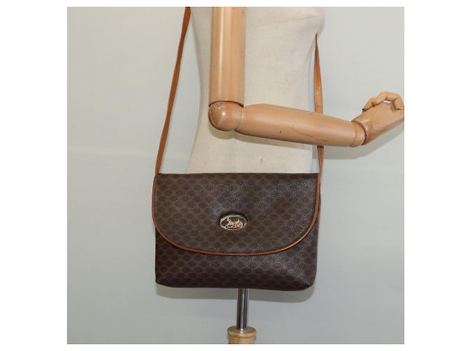 Céline Borsa a Spalla in Tela Macadam CELINE in Pelle PVC Marrone Oro Auth ep9642 D'oro - vista 24
