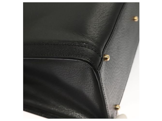 Borsa a mano in pelle nera e oro GUCCI Bamboo 002 0260 Auth ep9314 Nero D'oro - vista 15