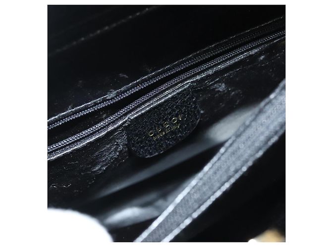 Borsa a mano in pelle nera e oro GUCCI Bamboo 002 0260 Auth ep9314 Nero D'oro - vista 17