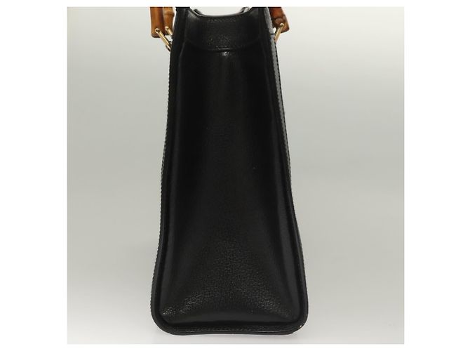 Borsa a mano in pelle nera e oro GUCCI Bamboo 002 0260 Auth ep9314 Nero D'oro - vista 3