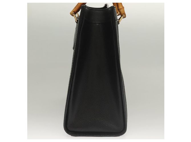Borsa a mano in pelle nera e oro GUCCI Bamboo 002 0260 Auth ep9314 Nero D'oro - vista 4