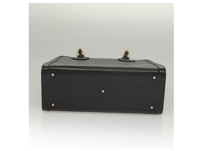 Borsa a mano in pelle nera e oro GUCCI Bamboo 002 0260 Auth ep9314 Nero D'oro - vista 5