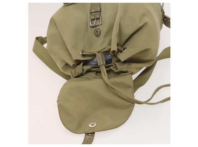 Zaino PRADA in nylon khaki argento autentico bs27513 Cachi - vista 10