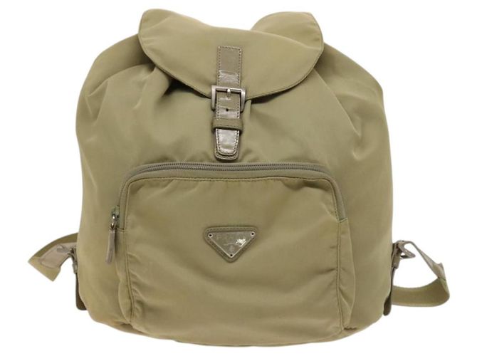 Zaino PRADA in nylon khaki argento autentico bs27513 Cachi - vista 13