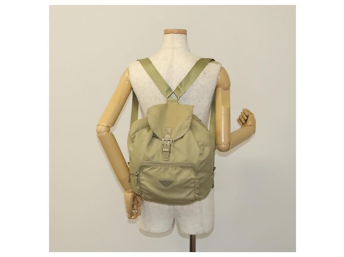 Zaino PRADA in nylon khaki argento autentico bs27513 Cachi - vista 28