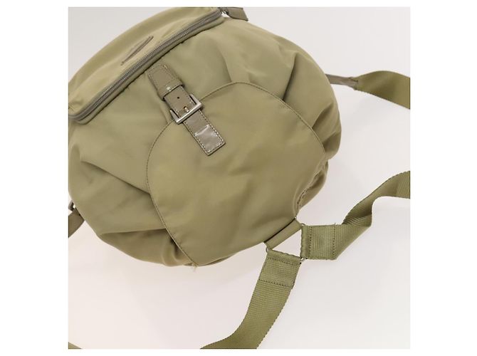 Zaino PRADA in nylon khaki argento autentico bs27513 Cachi - vista 6