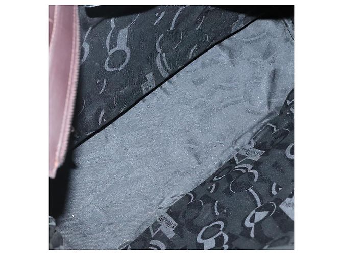 Borsa a Spalla con Catena Salvatore Ferragamo in Tela e Pelle Marrone Argento Auth bs27823 - vista 11