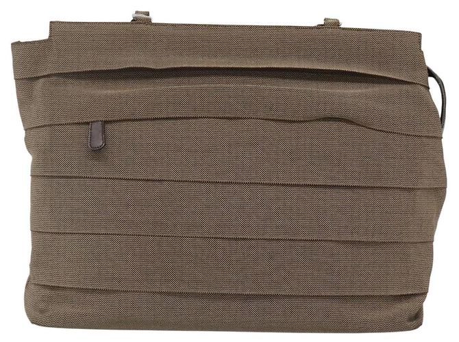 Borsa a Spalla con Catena Salvatore Ferragamo in Tela e Pelle Marrone Argento Auth bs27823 - vista 13
