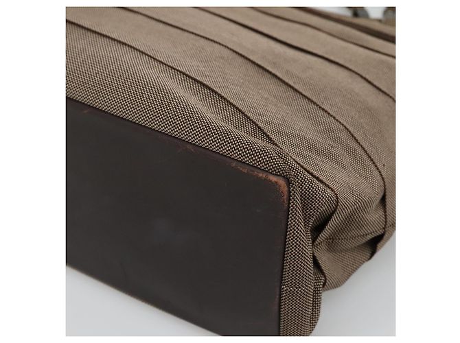 Borsa a Spalla con Catena Salvatore Ferragamo in Tela e Pelle Marrone Argento Auth bs27823 - vista 14