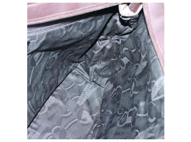 Borsa a Spalla con Catena Salvatore Ferragamo in Tela e Pelle Marrone Argento Auth bs27823 - vista 17