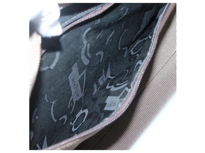 Borsa a Spalla con Catena Salvatore Ferragamo in Tela e Pelle Marrone Argento Auth bs27823 - vista 20
