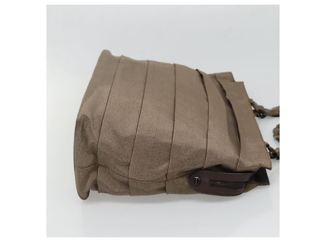 Borsa a Spalla con Catena Salvatore Ferragamo in Tela e Pelle Marrone Argento Auth bs27823 - vista 4