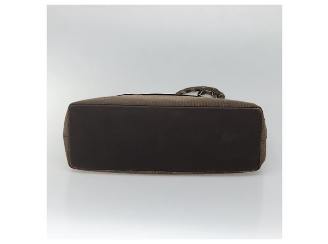 Borsa a Spalla con Catena Salvatore Ferragamo in Tela e Pelle Marrone Argento Auth bs27823 - vista 5