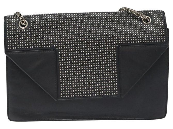 Borsa a spalla Chain Betty in pelle nera e argento di SAINT LAURENT Auth 130120 Nero - vista 13