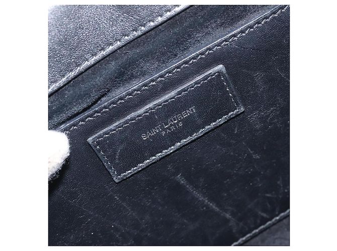 Borsa a spalla Chain Betty in pelle nera e argento di SAINT LAURENT Auth 130120 Nero - vista 18