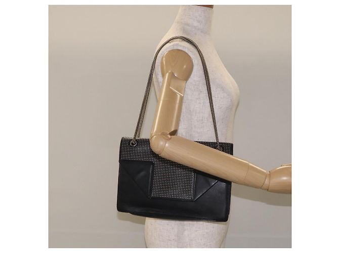 Borsa a spalla Chain Betty in pelle nera e argento di SAINT LAURENT Auth 130120 Nero - vista 21