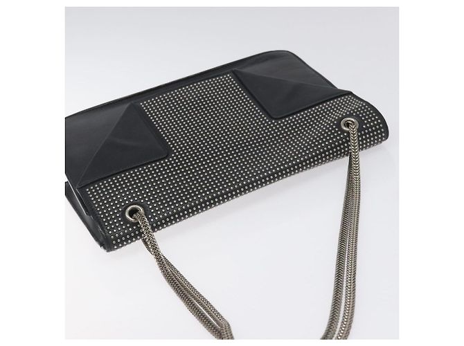 Borsa a spalla Chain Betty in pelle nera e argento di SAINT LAURENT Auth 130120 Nero - vista 6