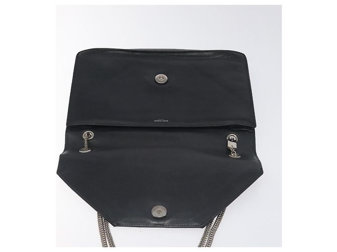 Borsa a spalla Chain Betty in pelle nera e argento di SAINT LAURENT Auth 130120 Nero - vista 9