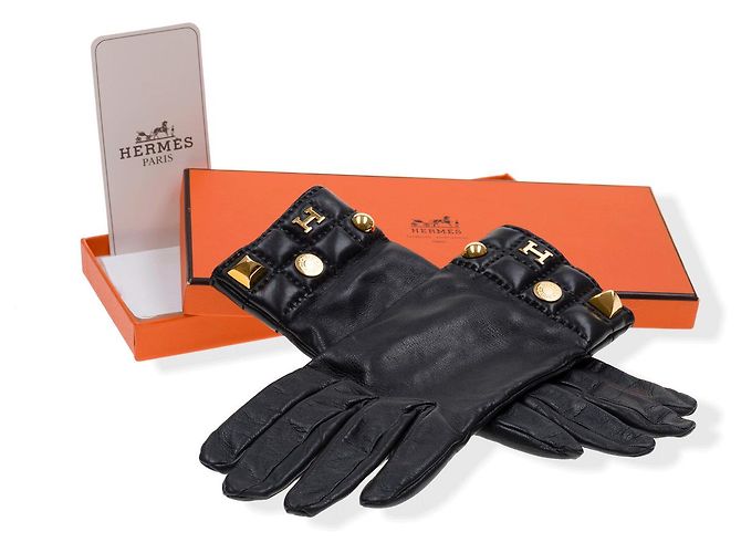 Médor Hermès Accessorio HERMES in Pelle Nera - 102243 Nero - vista 2