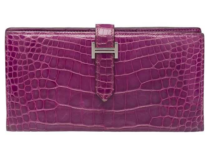 Béarn Hermès Accessorio HERMES Bearn in Pelle Esotica Viola - 101993 Porpora - vista 2
