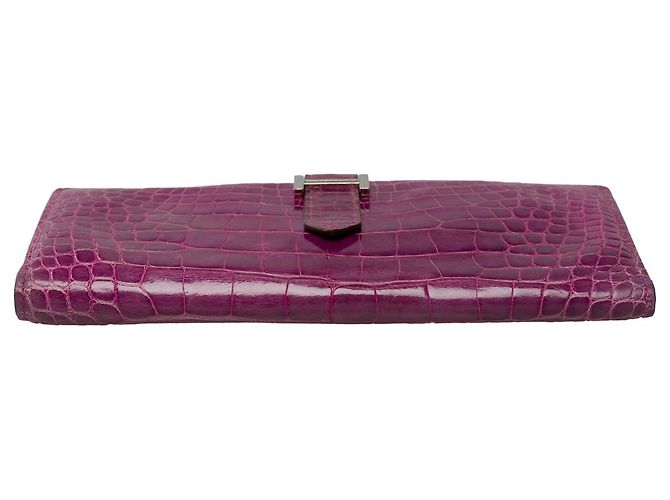 Béarn Hermès Accessorio HERMES Bearn in Pelle Esotica Viola - 101993 Porpora - vista 7