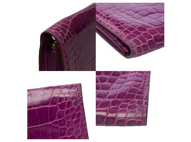 Béarn Hermès Accessorio HERMES Bearn in Pelle Esotica Viola - 101993 Porpora - vista 8