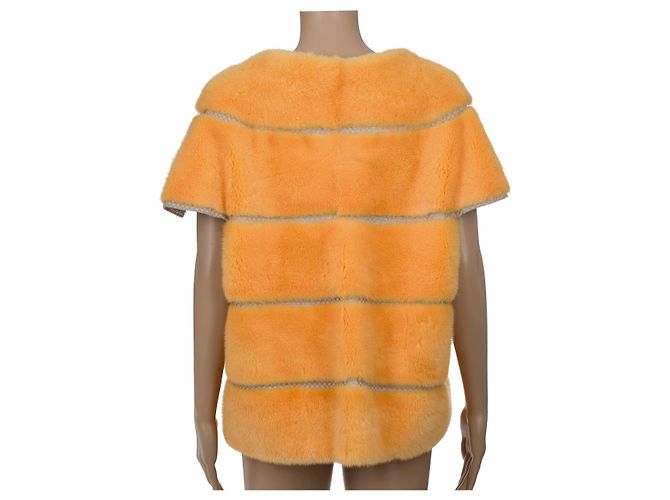 Autre Marque UNTERSCHRIEBENes Orangees Pelzkleid - 102249 - Ansicht 3