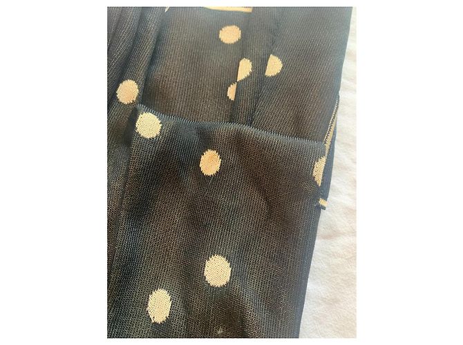 Chanel Colete de Bolinhas e Camélia em Viscose Preto e Creme - vista 14