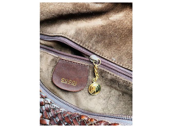 Gucci trançado em couro Marrom Castanho escuro - vista 4