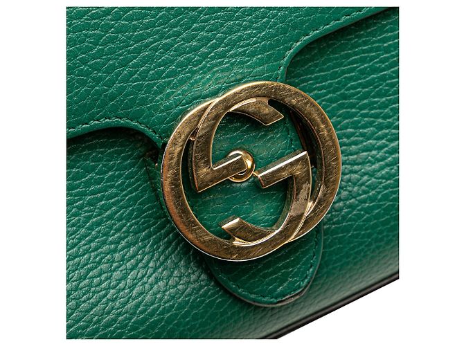 Gucci Verde Piccolo Dollar in Pelle di Vitello Interlocking G Crossbody - vista 8