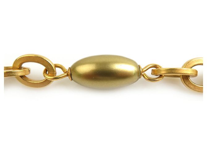 Collana in metallo con perle finte dorate Chanel Coco Mark D'oro - vista 3