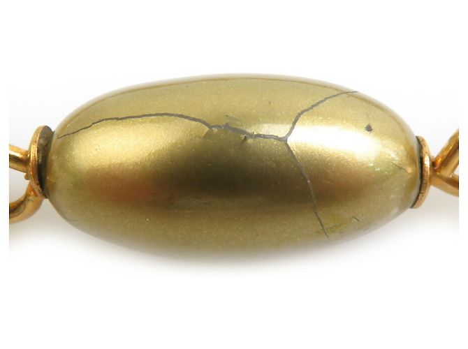 Collana in metallo con perle finte dorate Chanel Coco Mark D'oro - vista 4