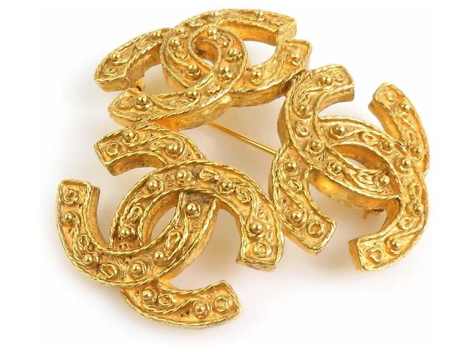 Spilla in metallo dorato Chanel Coco Mark D'oro - vista 2