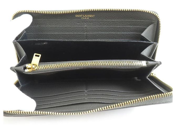 Cartera larga de cuero marrón caqui Saint Laurent - vista 3