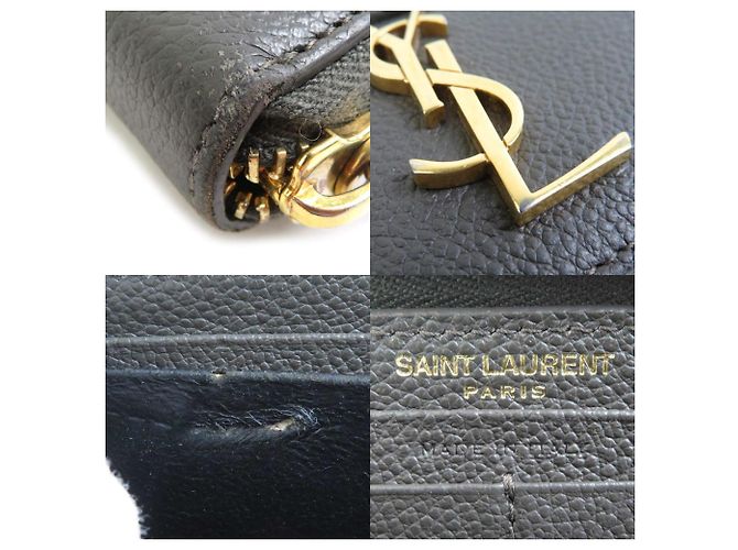 Cartera larga de cuero marrón caqui Saint Laurent - vista 5