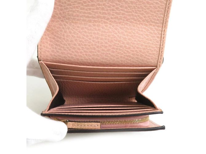 Billetera bi-fold de cuero GG Marmont de Gucci Rosa Beige - vista 3