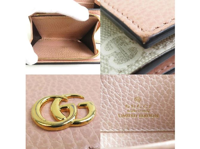 Billetera bi-fold de cuero GG Marmont de Gucci Rosa Beige - vista 4