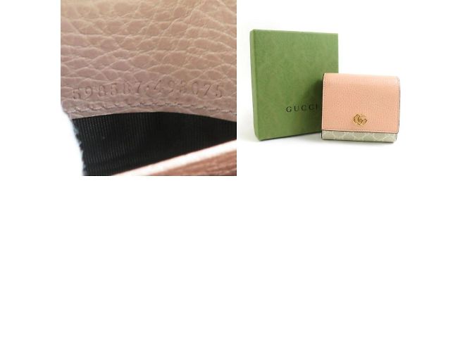Billetera bi-fold de cuero GG Marmont de Gucci Rosa Beige - vista 5