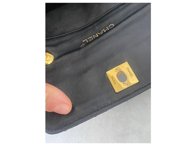 Chanel Double Mini Timeless schwarzes Lammleder Gold Gold hardware - Ansicht 11