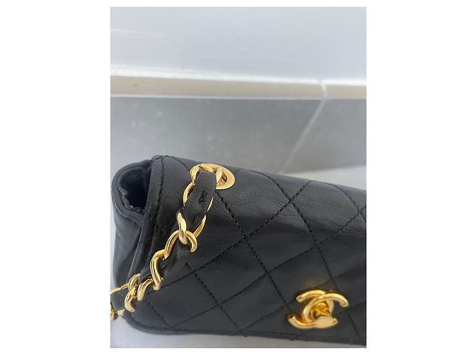 Chanel Double Mini Timeless schwarzes Lammleder Gold Gold hardware - Ansicht 5
