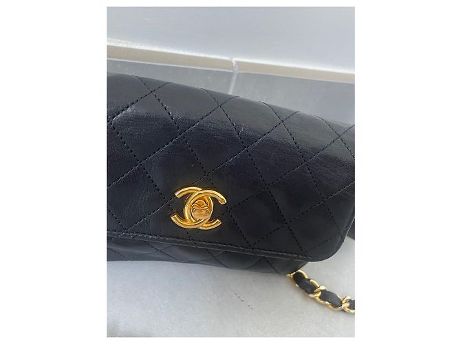 Chanel Double Mini Timeless schwarzes Lammleder Gold Gold hardware - Ansicht 6