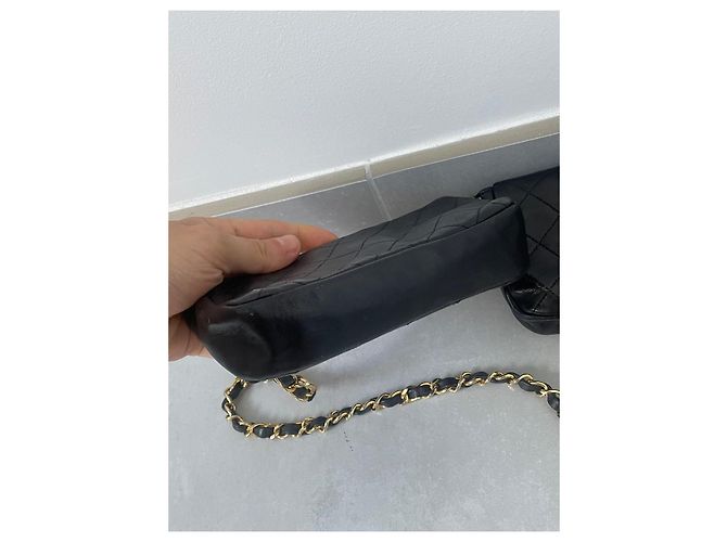 Chanel Double Mini Timeless schwarzes Lammleder Gold Gold hardware - Ansicht 9