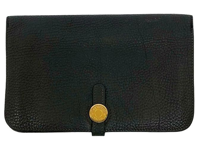 Portafoglio Lungo Dogon GM in Taurillon Clémence di Hermès Nero - vista 2