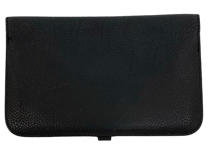 Portafoglio Lungo Dogon GM in Taurillon Clémence di Hermès Nero - vista 3